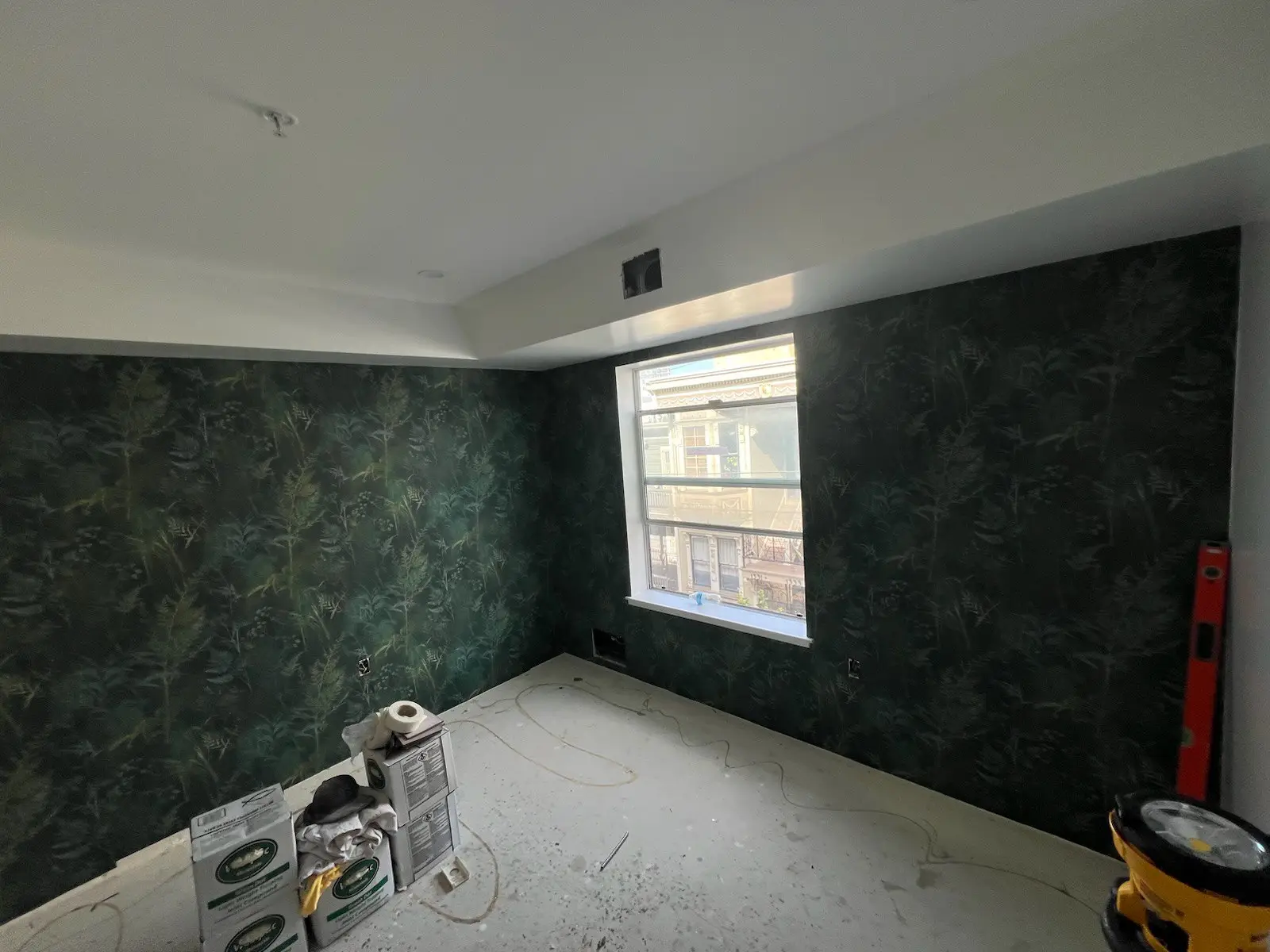 Commercial vinyl wallcovering install in a Bay Area office