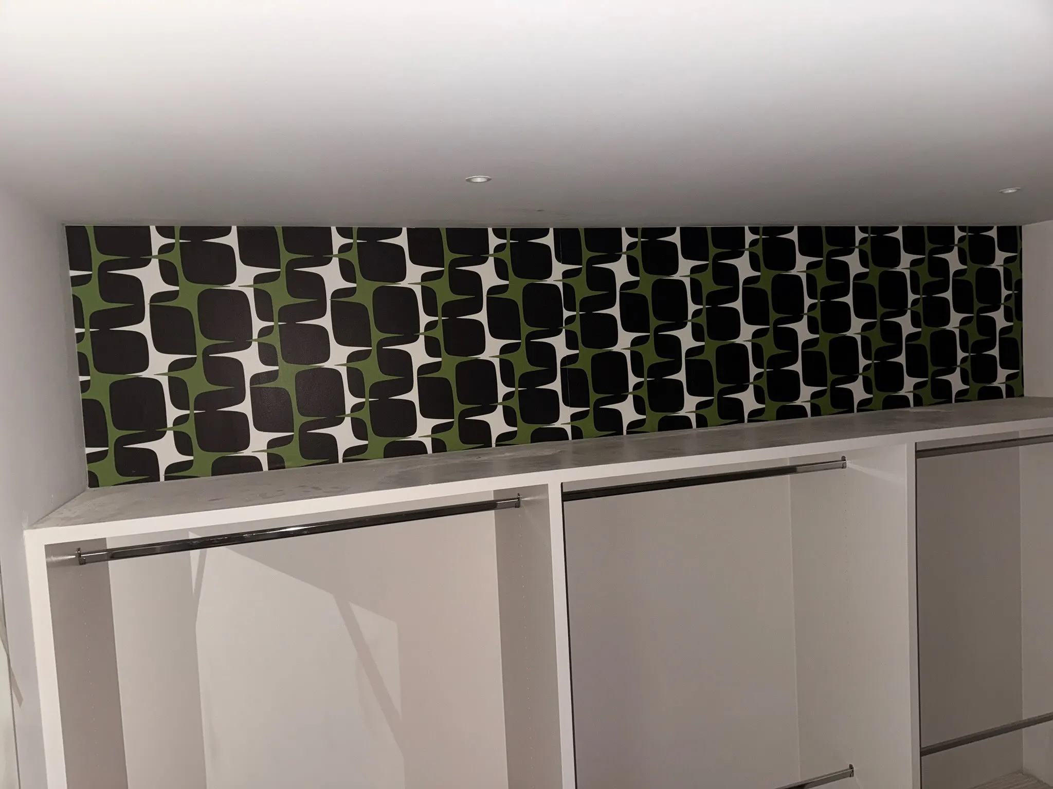 Wallpaper removal in progress in a Bay Area home